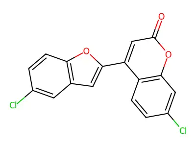 2H-1-Benzopyran-2-one, 7-chloro-4-(5-chloro-2-benzofuranyl)- structure