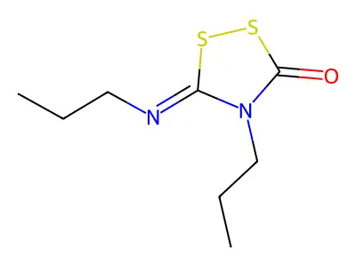 1,2,4-Dithiazolidin-3-one, 4-propyl-5-(propylimino)- structure