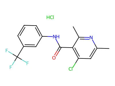 4-chloro-2,6-dimethyl-N-[3-(trifluoromethyl)phenyl]nicotinamide hydrochloride structure