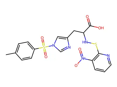 3-[1-(4-methylphenyl)sulfonylimidazol-4-yl]-2-[(3-nitropyridin-2-yl)sulfanylamino]propanoic Acid structure