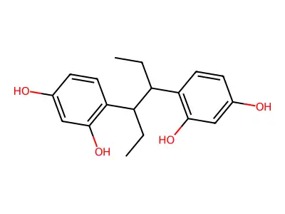 4,4'-(Hexane-3,4-diyl)di(benzene-1,3-diol) structure