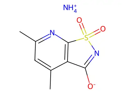 isothiazolo(5,4-b)pyridin-3(2h)-one, 4,6-dimethyl-, 1,1-dioxide, ammonium salt structure