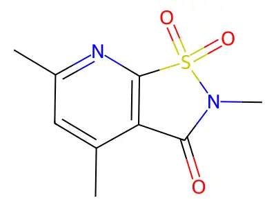 Isothiazolo(5,4-b)pyridin-3(2H)-one, 2,4,6-trimethyl-, 1,1-dioxide structure