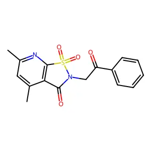 Isothiazolo(5,4-b)pyridin-3(2H)-one, 4,6-dimethyl-2-(2-oxo-2-phenylethyl)-, 1,1-dioxide structure