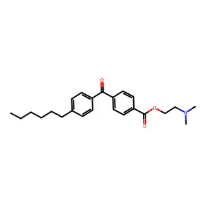Benzoic acid, 4-(4-hexylbenzoyl)-, 2-(dimethylamino)ethyl ester structure