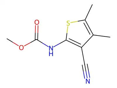 Carbamic acid, (3-cyano-4,5-dimethyl-2-thienyl)-, methyl ester structure