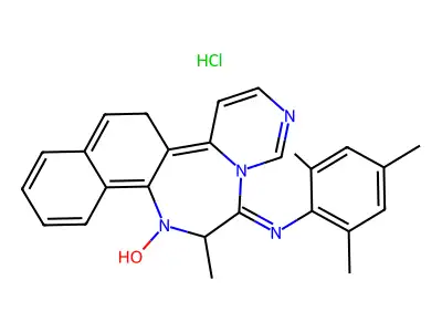Naphtho(2,1-f)pyrimido(1,6-d)(1,4)diazepin-1(2H)-one, 3,11,12,13-tetrahydro-2-methyl-3-((2,4,6-trimethylphenyl)imino)-, monohydrochloride structure