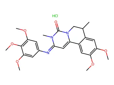 4H-Pyrimido(6,1-a)isoquinolin-4-one, 2,3,6,7-tetrahydro-9,10-dimethoxy-3,7-dimethyl-2-((3,4,5-trimethoxyphenyl)imino)-, monohydrochloride, (+-)- structure