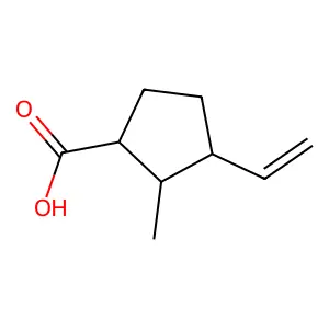 Cyclopentanecarboxylic acid, 3-ethenyl-2-methyl- structure