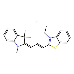 3-ethyl-2-[(E,3Z)-3-(1,3,3-trimethylindol-2-ylidene)prop-1-enyl]-1,3-benzothiazol-3-ium structure