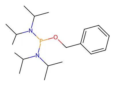 ((Benzyloxy)(bis(propan-2-yl)amino)phosphanyl)bis(propan-2-yl)amine structure