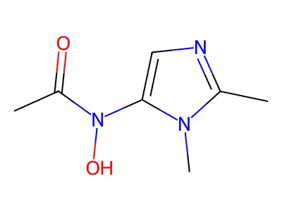 N-acetyl-1,2-dimethyl-5-hydroxylaminoimidazole structure