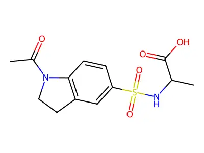 2-[(1-acetyl-2,3-dihydroindol-5-yl)sulfonylamino]propanoic Acid structure