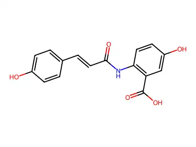 N-(4-hydroxycinnamoyl)-5-hydroxyanthranilic acid structure