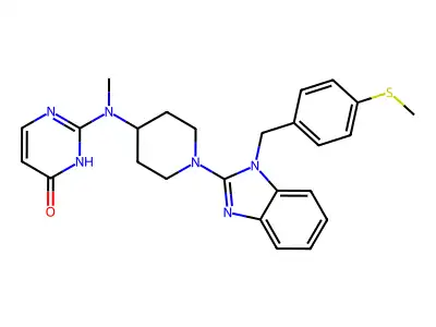 4(1H)-Pyrimidinone, 2-(methyl(1-(1-((4-(methylthio)phenyl)methyl)-1H-benzimidazol-2-yl)-4-piperidinyl)amino)- structure