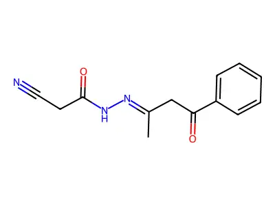 2-cyano-N'-(4-oxo-4-phenylbutan-2-ylidene)acetohydrazide structure