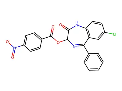 1,3-Dihydro-7-chloro-3-((4-nitrobenzoyl)oxy)-5-phenyl-2H-1,4-benzodiazepin-2-one structure