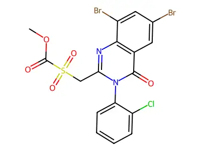 Formic acid, (((6,8-dibromo-3-(2-chlorophenyl)-3,4-dihydro-4-oxo-2-quinazolinyl)methyl)sulfonyl)-, methyl ester structure