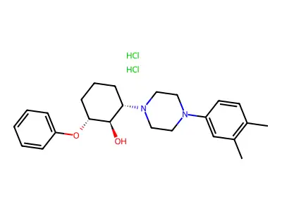Cyclohexanol, 2-(4-(3,4-dimethylphenyl)-1-piperazinyl)-6-phenoxy-, dihydrochloride, (1-alpha,2-beta,6-beta)- structure