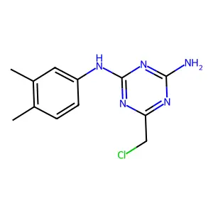 6-(chloromethyl)-N-(3,4-dimethylphenyl)-1,3,5-triazine-2,4-diamine structure