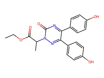 Ethyl 5,6-bis(4-hydroxyphenyl)-alpha-methyl-3-oxo-1,2,4-triazine-2(3H)-acetate structure