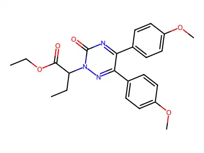 2-(1-Ethoxycarbonyl-1-propyl)-3-oxo-5,6-di(paramethoxyphenyl)-as-triazine structure