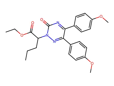 2-(1-Ethoxycarbonyl-1-butyl)-3-oxo-5,6-di(paramethoxyphenyl)-as-triazine structure