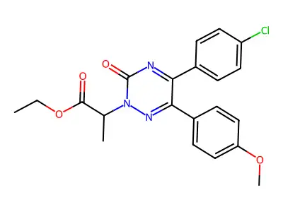 1,2,4-Triazine-2(3H)-acetic acid, 5-(4-chlorophenyl)-6-(4-methoxyphenyl)-alpha-methyl-3-oxo-,ethyl ester structure