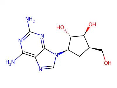 (2,6-Diamino-9H-purin-9-yl)-5-(hydroxymethyl)-1,2-cyclopentanediol, rel-(1R,2R,3S,5S)-3- structure