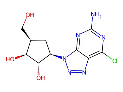 1,2-Cyclopentanediol, 3-(5-amino-7-chloro-3H-1,2,3-triazolo(4,5-d)pyrimidin-3-yl)-5-(hydroxymethyl)-, rel-(1S,2S,3R,5R)- structure