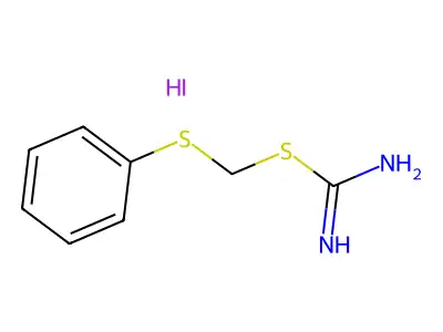 Pseudourea, 2-((phenylthio)methyl)-2-thio-, hydriodide structure