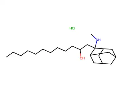 alpha-Decyl-2-(methylamino)tricyclo(3.3.1.1(sup 3,7))decane-2-ethanol hydrochloride structure