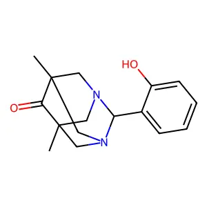 1,3-Diazaadamantan-6-one, 2-(2-hydroxyphenyl)-5,7-dimethyl- structure