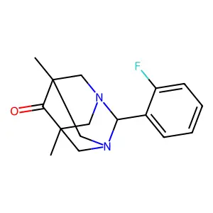 2-(2-Fluorophenyl)-5,7-dimethyl-1,3-diazatricyclo[3.3.1.1~3,7~]decan-6-one structure