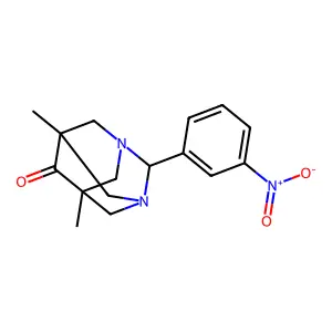 5,7-Dimethyl-2-(3-nitrophenyl)-1,3-diazatricyclo[3.3.1.1~3,7~]decan-6-one structure