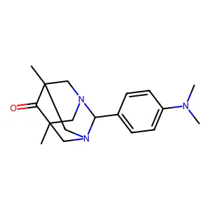 1,3-Diazaadamantan-6-one, 5,7-dimethyl-2-(4-dimethylaminophenyl)- structure