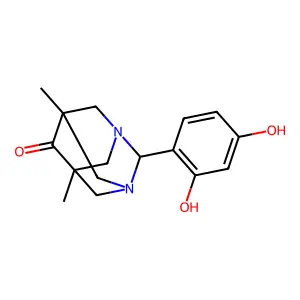 2-(2,4-Dihydroxyphenyl)-5,7-dimethyl-1,3-diazatricyclo[3.3.1.1~3,7~]decan-6-one structure