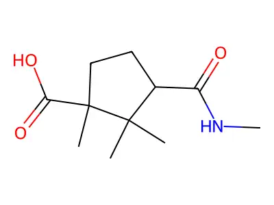 1,2,2-Trimethyl-3-[(methylamino)carbonyl]cyclopentanecarboxylic acid structure