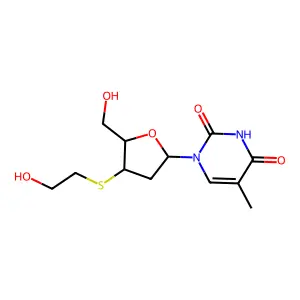 Thymidine, 3'-S-(2-hydroxyethyl)-3'-thio- structure
