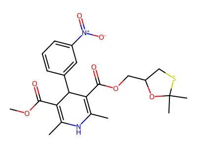 3,5-Pyridinedicarboxylic acid, 1,4-dihydro-2,6-dimethyl-4-(3-nitrophenyl)-, (2,2-dimethyl-1,3-oxathiolan-5-yl)methyl methyl ester structure