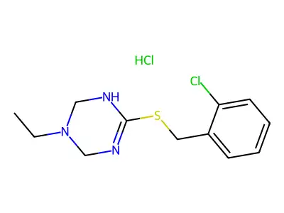 6-[(2-Chlorobenzyl)thio]-3-ethyl-1,2,3,4-tetrahydro-1,3,5-triazine hydrochloride structure