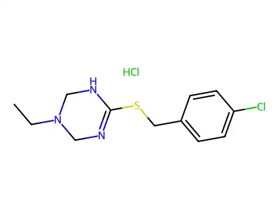 6-[(4-Chlorobenzyl)thio]-3-ethyl-1,2,3,4-tetrahydro-1,3,5-triazine hydrochloride structure