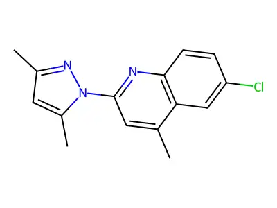 Quinoline, 6-chloro-2-(3,5-dimethyl-1H-pyrazol-1-yl)-4-methyl- structure