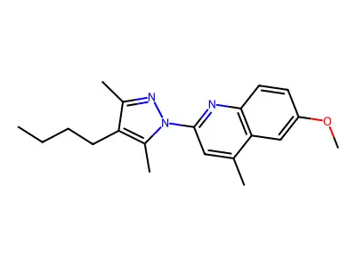 Quinoline, 2-(4-butyl-3,5-dimethyl-1H-pyrazol-1-yl)-6-methoxy-4-methyl- structure