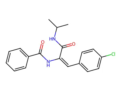 N-[1-(4-chlorophenyl)-3-oxo-3-(propan-2-ylamino)prop-1-en-2-yl]benzamide structure