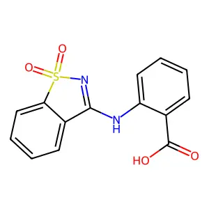 2-[(1,1-Dioxido-1,2-benzothiazol-3-yl)amino]benzoic acid structure