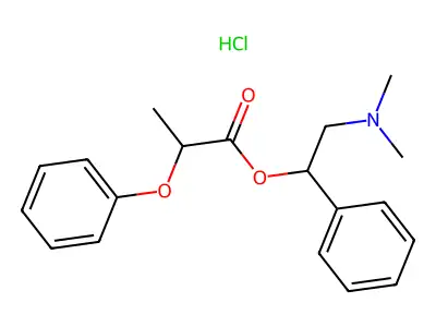 2-(Dimethylamino)-1-phenylethyl 2-phenoxypropanoate--hydrogen chloride (1/1) structure