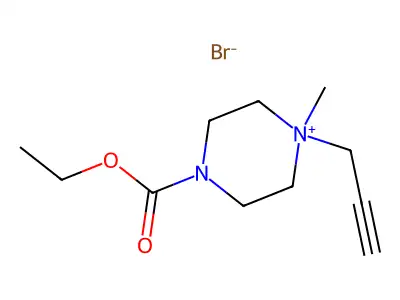 4-(Ethoxycarbonyl)-1-methyl-1-(prop-2-yn-1-yl)piperazin-1-ium bromide structure