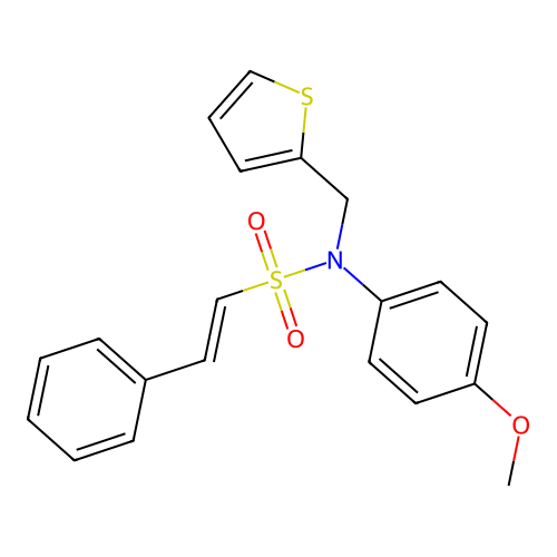 N-(4-methoxyphenyl)-2-phenyl-N-[(thiophen-2-yl)methyl]ethene-1-sulfonamide structure