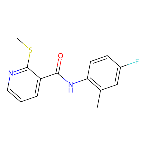N-(4-fluoro-2-methylphenyl)-2-(methylsulfanyl)pyridine-3-carboxamide structure